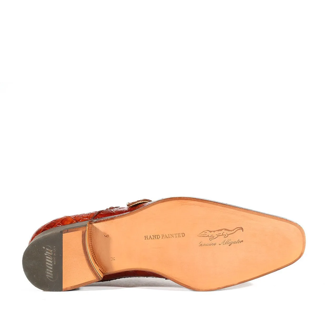 Mauri 4853 Designer Shoes Exotic Skin Men's Acacia Gold Burnished Alligator Body Loafers (MAS4804)