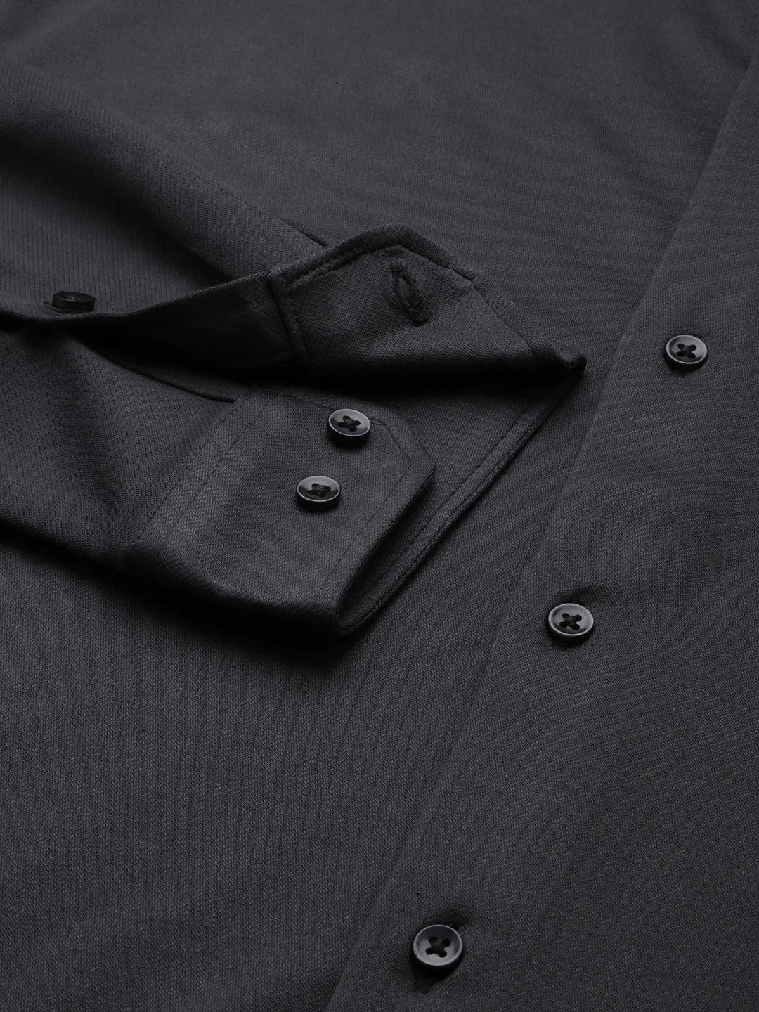 Men Grey Comfort Fit Knitted Cotton Casual Shirt