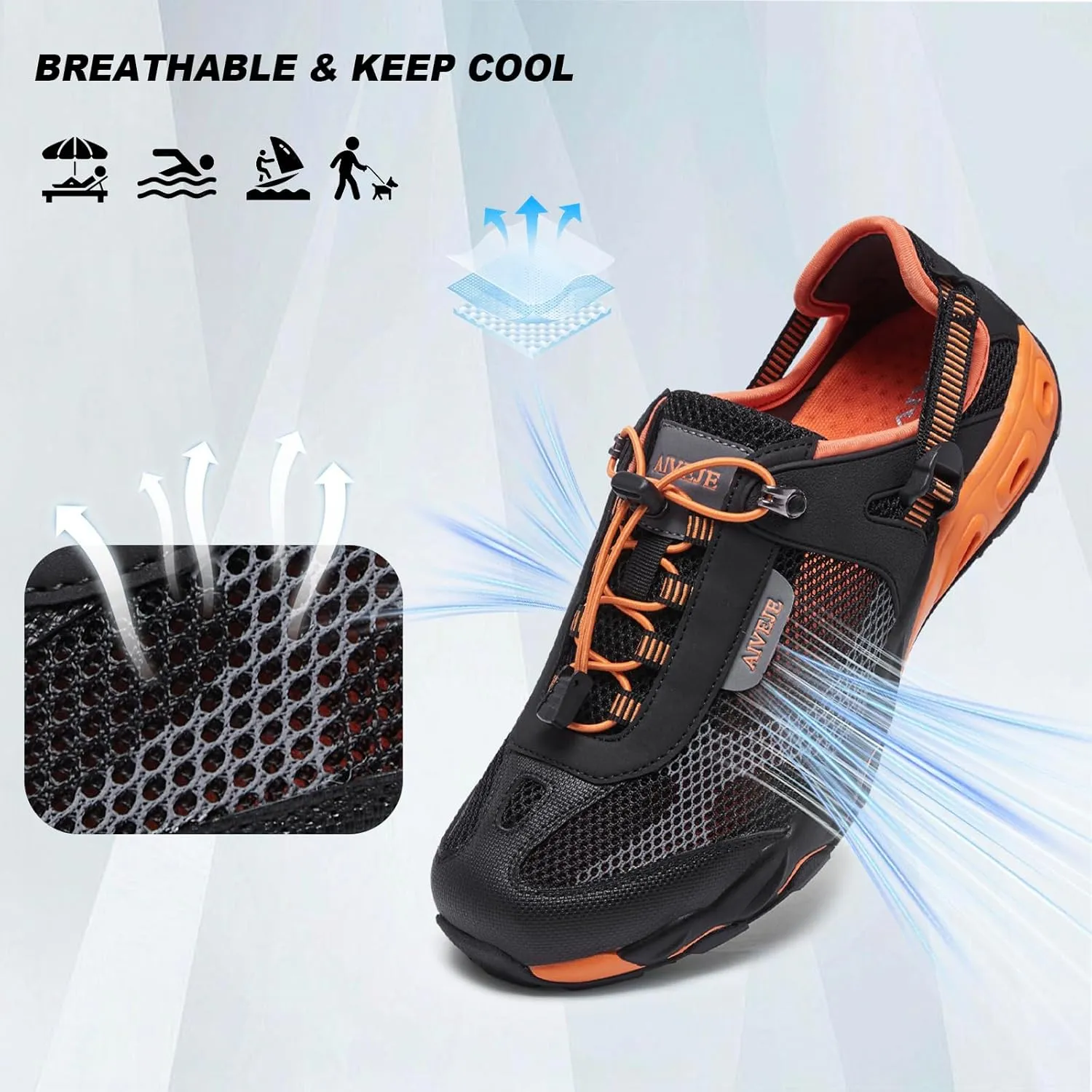 Men??s Amphibious Water Shoes - Summer Hiking Athletic Water Sandals Closed Toe Aqua Sneakers