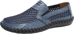 Men's Breathable Loafers - Lightweight Driving Shoes with Stitching Details, Flexible and Comfortable Slip-Ons for Casual and Prom Wear