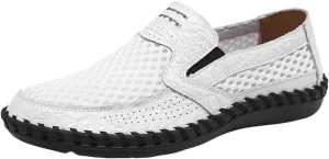 Men's Breathable Loafers - Lightweight Driving Shoes with Stitching Details, Flexible and Comfortable Slip-Ons for Casual and Prom Wear