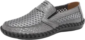 Men's Breathable Loafers - Lightweight Driving Shoes with Stitching Details, Flexible and Comfortable Slip-Ons for Casual and Prom Wear