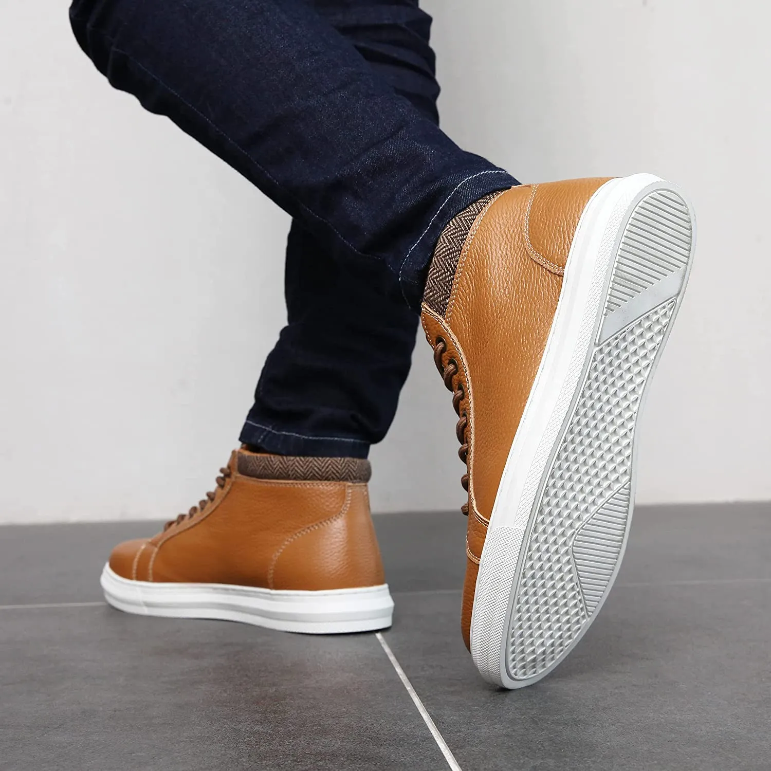 Men's Brown Genuine Leather Men's Casual Oxford Sneaker