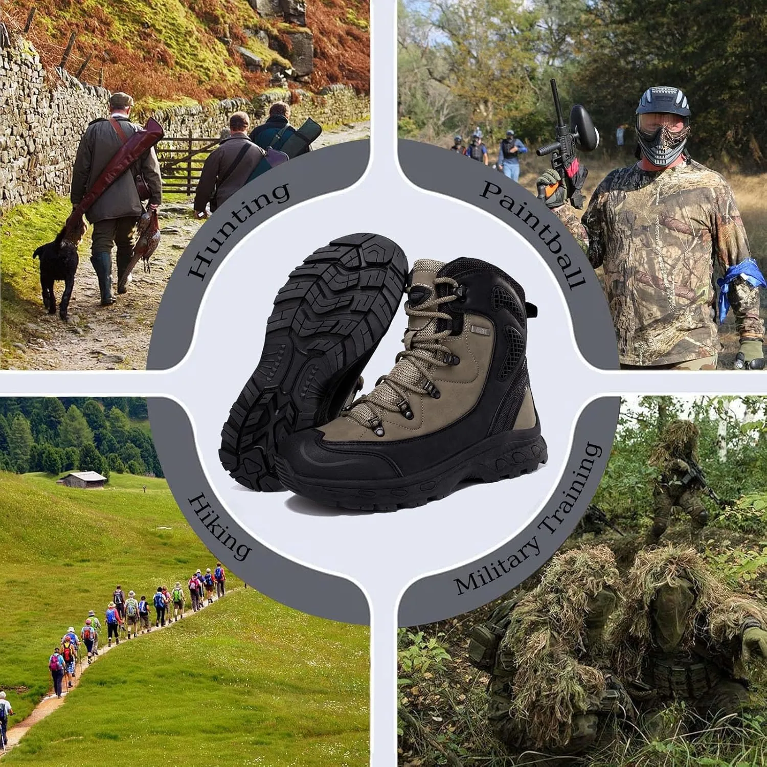 Men's Combat Tactical Hiking Boots | All-Terrain, Waterproof, Non-Slip for Hunting, Work and Outdoor
