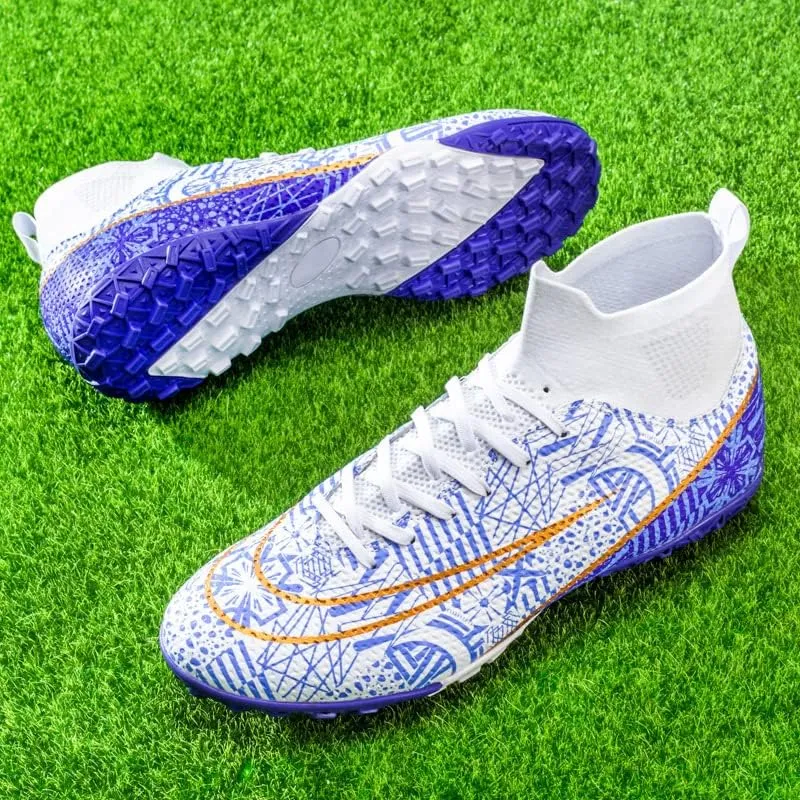 Men's Football Boots Indoor and Outdoor Football Shoes Sports Shoes Futsal Shoes TF Non-Slip Sole high top Football Boots