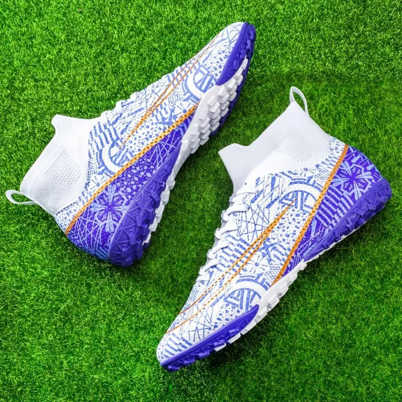 Men's Football Boots Indoor and Outdoor Football Shoes Sports Shoes Futsal Shoes TF Non-Slip Sole high top Football Boots