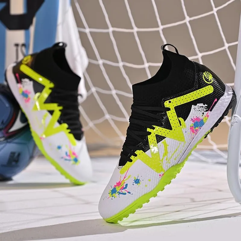 Men's Football Shoes Spikes High Top Football Boots Spikes Youth Professional Sports Futsal Shoes Sneakers Soccer Shoes