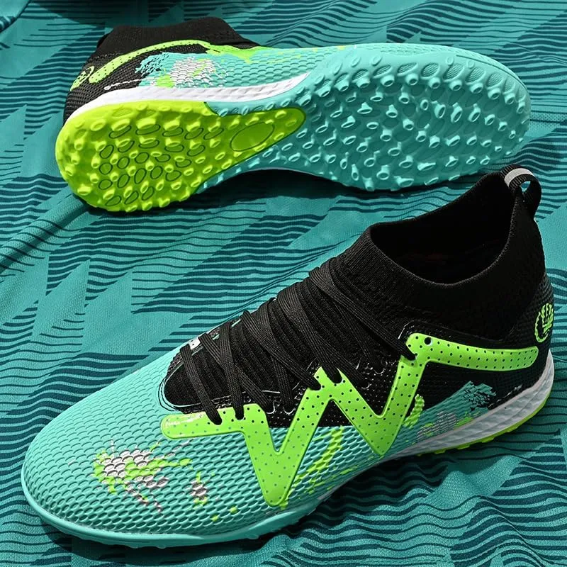 Men's Football Shoes Spikes High Top Football Boots Spikes Youth Professional Sports Futsal Shoes Sneakers Soccer Shoes