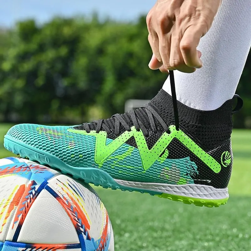 Men's Football Shoes Spikes High Top Football Boots Spikes Youth Professional Sports Futsal Shoes Sneakers Soccer Shoes
