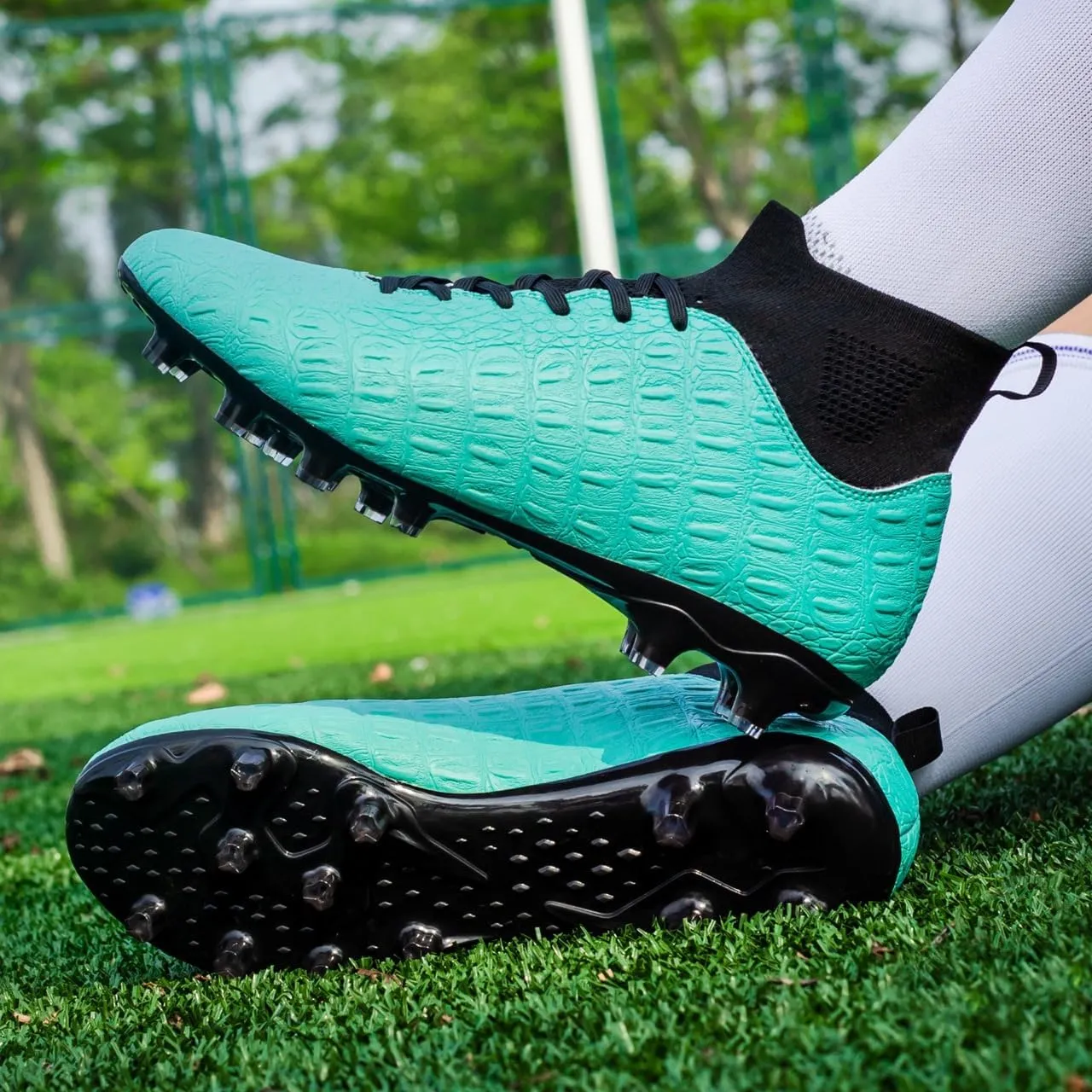 Men's High-Top Soccer Cleats for Youth & Kids ?C Lightweight Football Cleats for Firm Ground & Turf ?C Durable Training Futsal Shoes, Athletic Boys' Football Shoes for Indoor & Outdoor Play