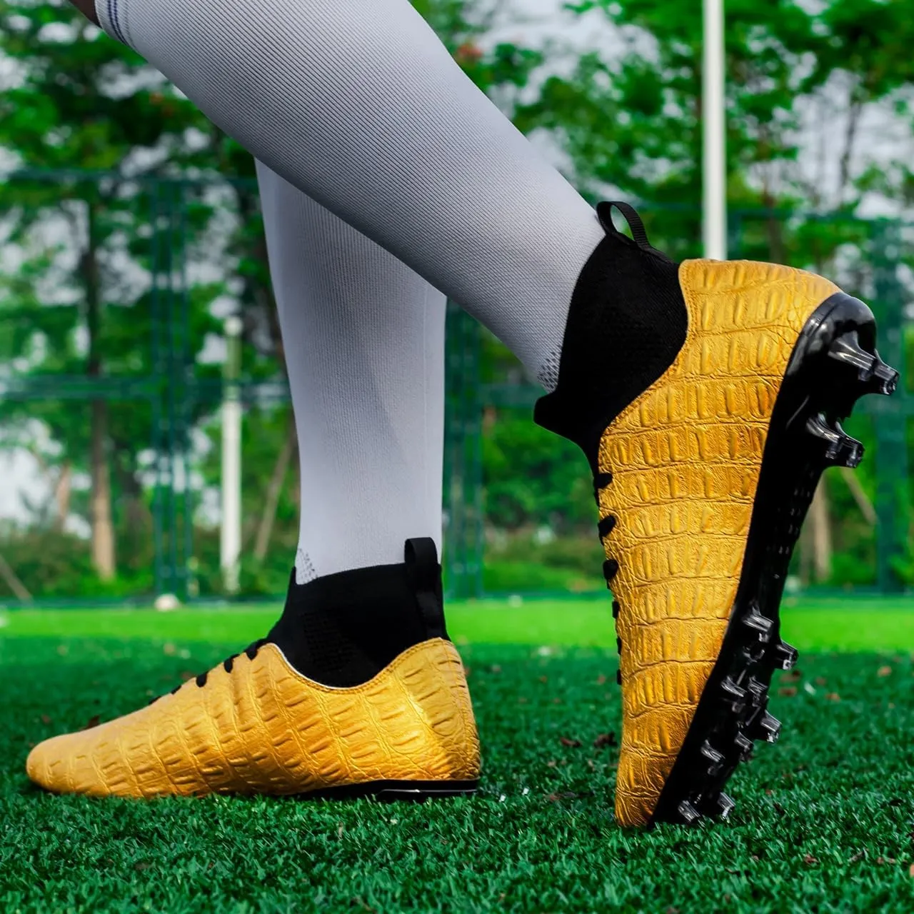Men's High-Top Soccer Cleats for Youth & Kids ?C Lightweight Football Cleats for Firm Ground & Turf ?C Durable Training Futsal Shoes, Athletic Boys' Football Shoes for Indoor & Outdoor Play