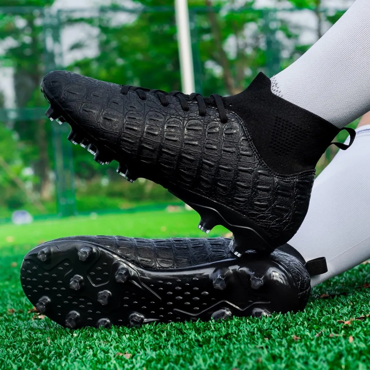 Men's High-Top Soccer Cleats for Youth & Kids ?C Lightweight Football Cleats for Firm Ground & Turf ?C Durable Training Futsal Shoes, Athletic Boys' Football Shoes for Indoor & Outdoor Play