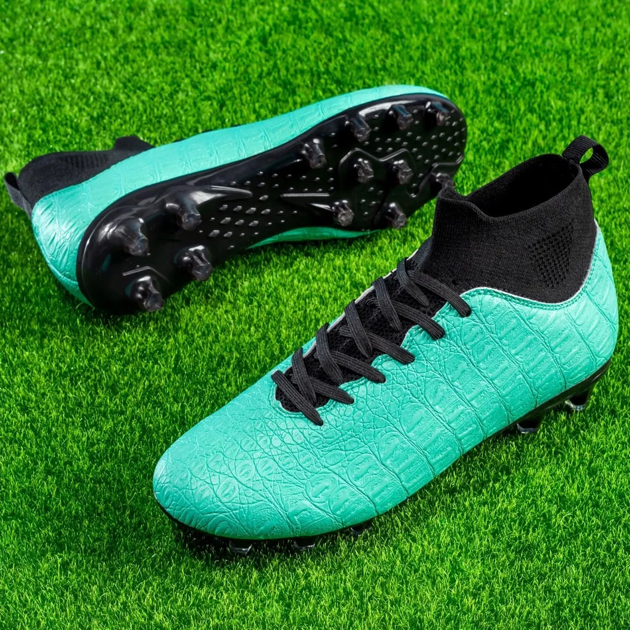 Men's High-Top Soccer Cleats for Youth & Kids ?C Lightweight Football Cleats for Firm Ground & Turf ?C Durable Training Futsal Shoes, Athletic Boys' Football Shoes for Indoor & Outdoor Play