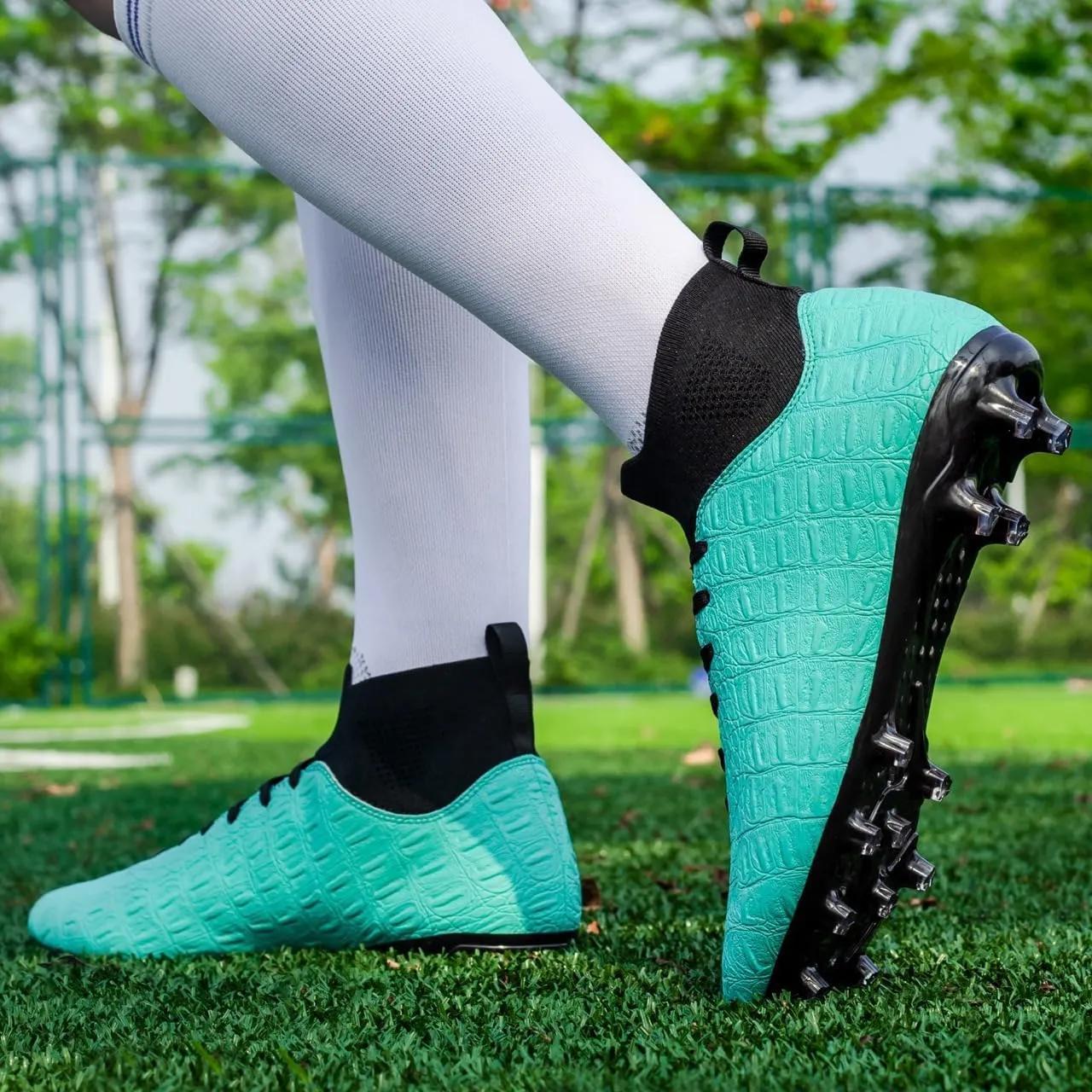 Men's High-Top Soccer Cleats for Youth & Kids ?C Lightweight Football Cleats for Firm Ground & Turf ?C Durable Training Futsal Shoes, Athletic Boys' Football Shoes for Indoor & Outdoor Play