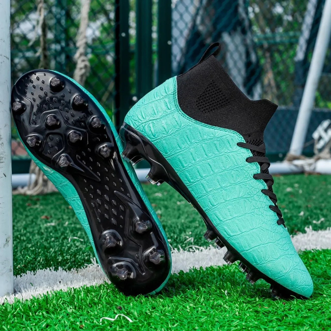 Men's High-Top Soccer Cleats for Youth & Kids ?C Lightweight Football Cleats for Firm Ground & Turf ?C Durable Training Futsal Shoes, Athletic Boys' Football Shoes for Indoor & Outdoor Play