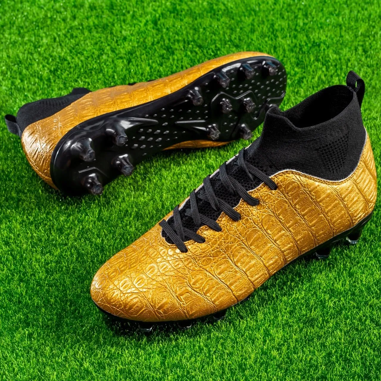 Men's High-Top Soccer Cleats for Youth & Kids ?C Lightweight Football Cleats for Firm Ground & Turf ?C Durable Training Futsal Shoes, Athletic Boys' Football Shoes for Indoor & Outdoor Play