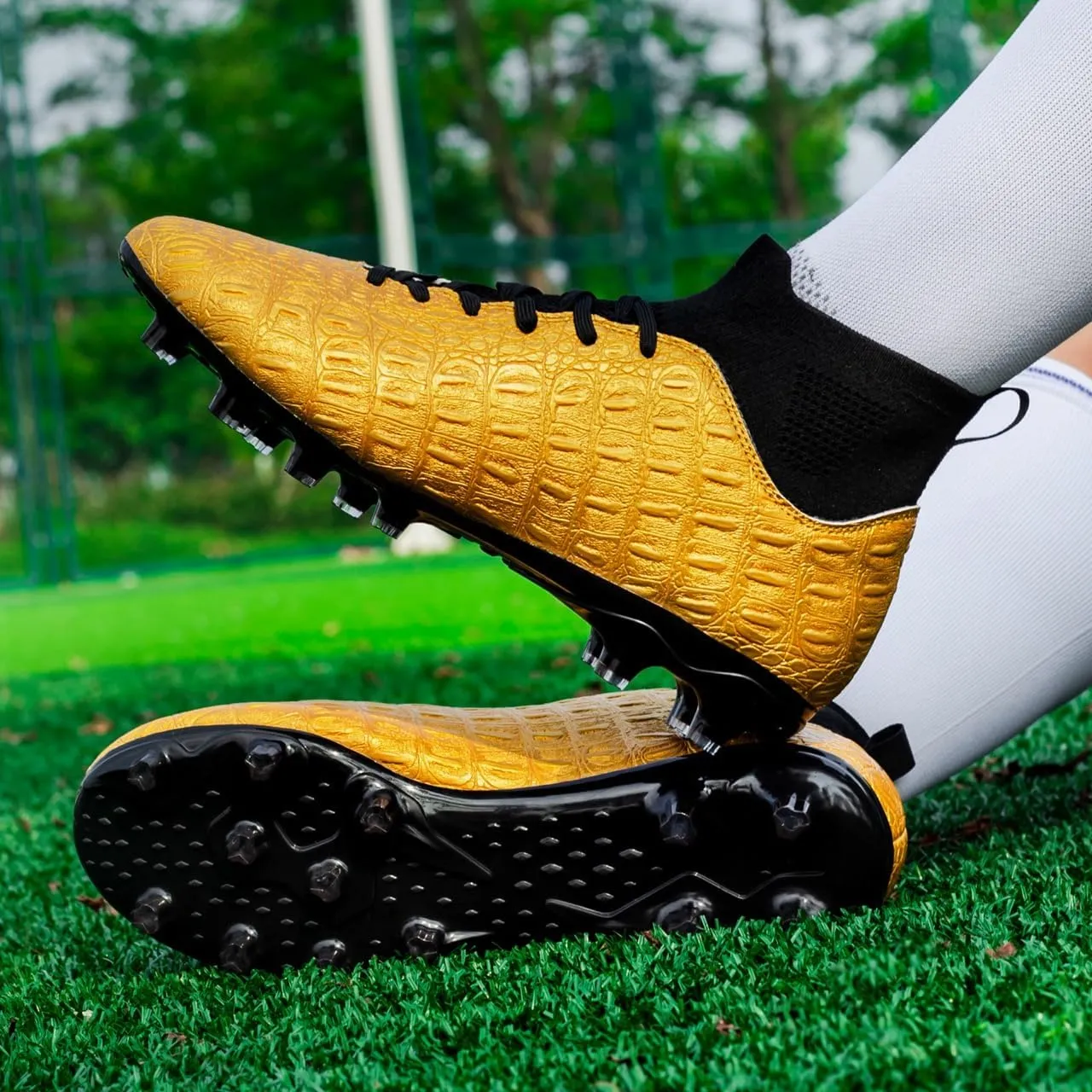 Men's High-Top Soccer Cleats for Youth & Kids ?C Lightweight Football Cleats for Firm Ground & Turf ?C Durable Training Futsal Shoes, Athletic Boys' Football Shoes for Indoor & Outdoor Play