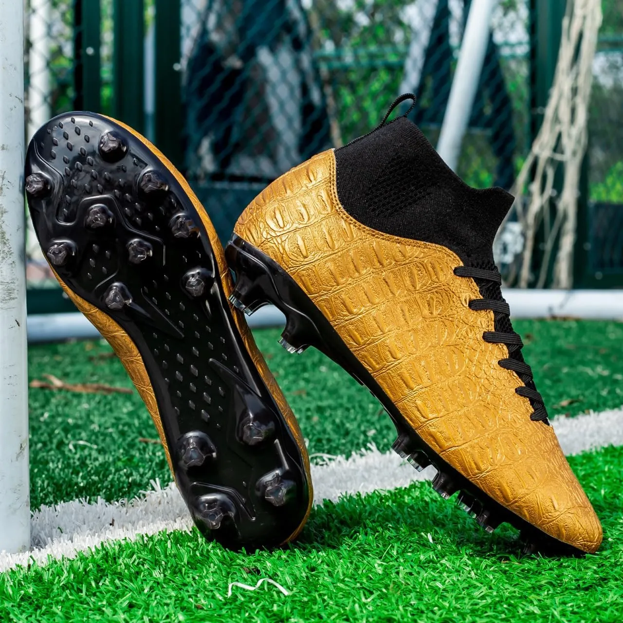 Men's High-Top Soccer Cleats for Youth & Kids ?C Lightweight Football Cleats for Firm Ground & Turf ?C Durable Training Futsal Shoes, Athletic Boys' Football Shoes for Indoor & Outdoor Play