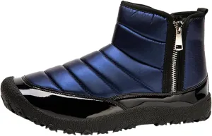 Mens Hiking Boots, Waterproof Fuzzy Boots Insulated Warm Boots Fur Lined Short Ankle Booties Womens Work Boots