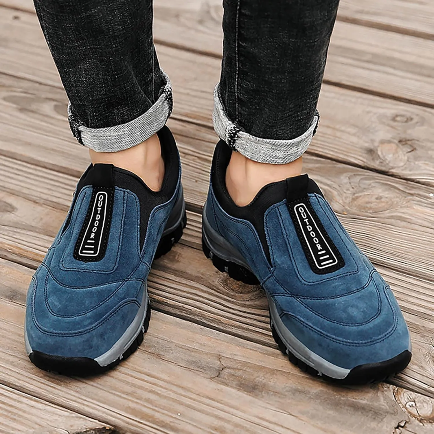 Mens Hiking Shoes Breathable Lightweight Walking Shoes Slip on Workout Shoes for Trekking Camping Walking Fishing