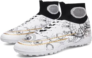 Mens kids turf Soccer cleats Boots Professional High-Top womens Football Shoes Outdoor Indoor Comfortable Athletic Sneaker with Cleats FG/AG Professional Spikes ( Color : E , Size : 5.5 Women/4 Men )