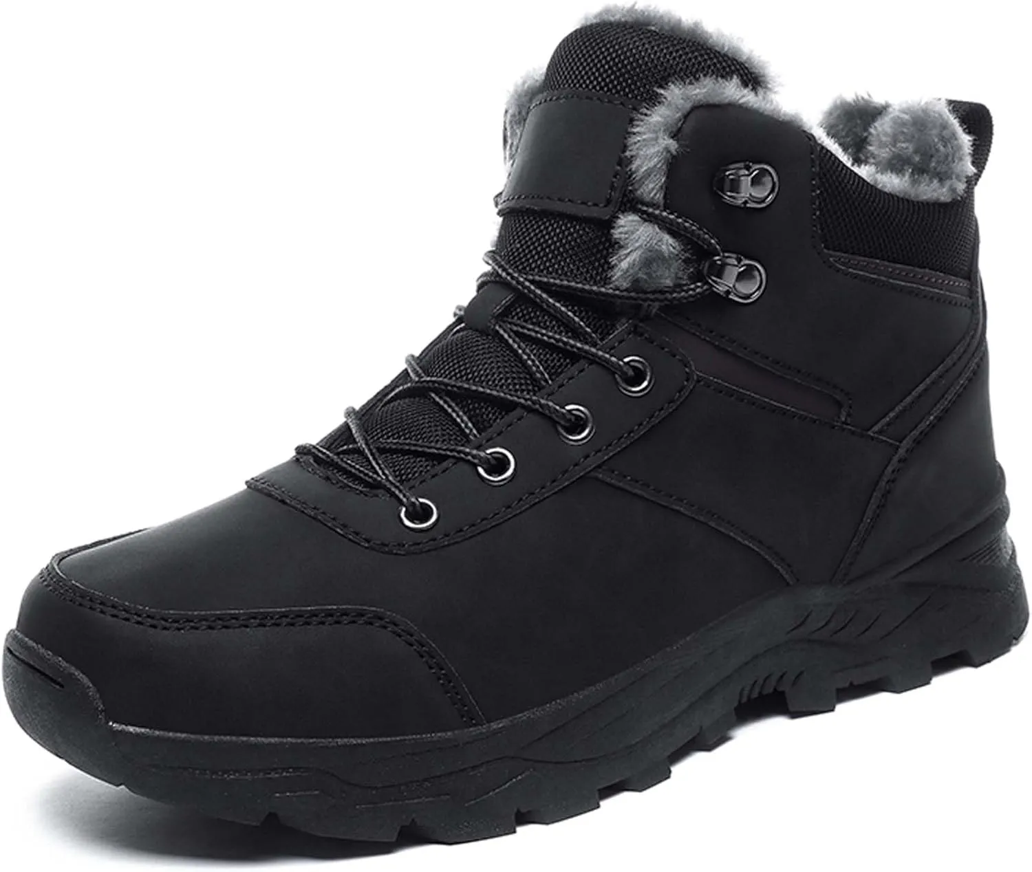Men's Snow Boots Winter Warm Hiking Ankle Boots Outdoor Non-Slip Hiking Boots Fur Lined Warm Casual Winter Work Boots-Men's Large Size-6-14 US Size