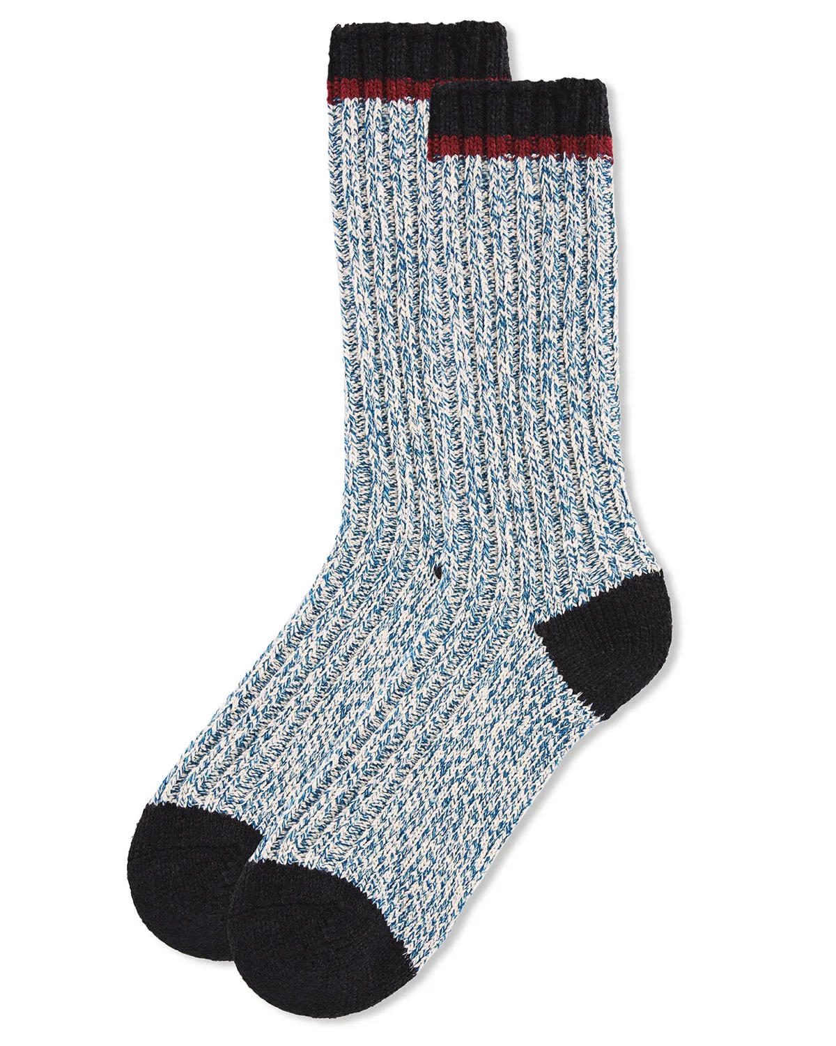 Men's Tipped Ribbed Textured Cotton Blend Boot Sock
