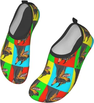Mens Womens Water Shoes Doberman Pinscher Dogs, Lightweight Barefoot Beach Pool Shoes, Quick Dry Aqua Yoga Socks Water Shoes for Surf Swim Water Exercise
