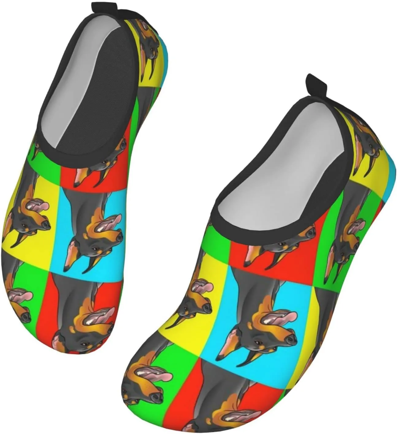 Mens Womens Water Shoes Doberman Pinscher Dogs, Lightweight Barefoot Beach Pool Shoes, Quick Dry Aqua Yoga Socks Water Shoes for Surf Swim Water Exercise