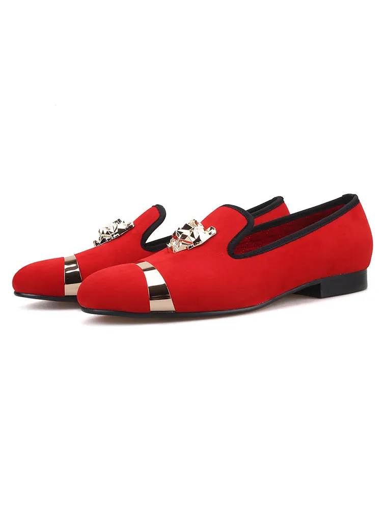 New gold bar PP tiger buckle black velvet loafers European and American big-name trendy low-cut shoes slip-on shoes for men