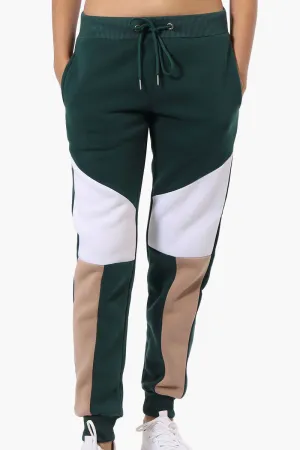 New Look Colour Block Fleece Joggers - Olive