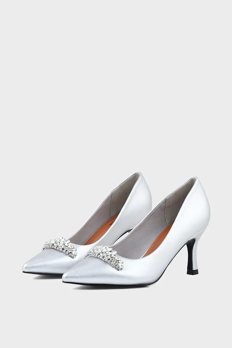 Party Wear Court Shoes I44468-Silver