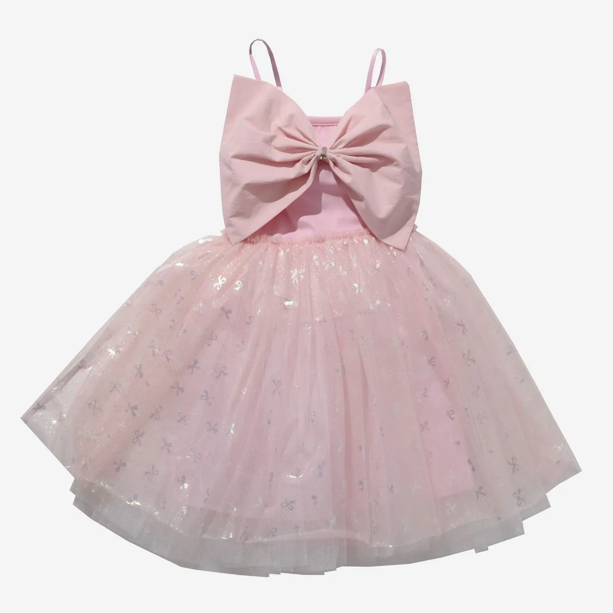 Petite Hailey Big Bow Tutu Dress in Pink
