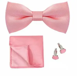 Pink Bow Tie Cuff Link Set