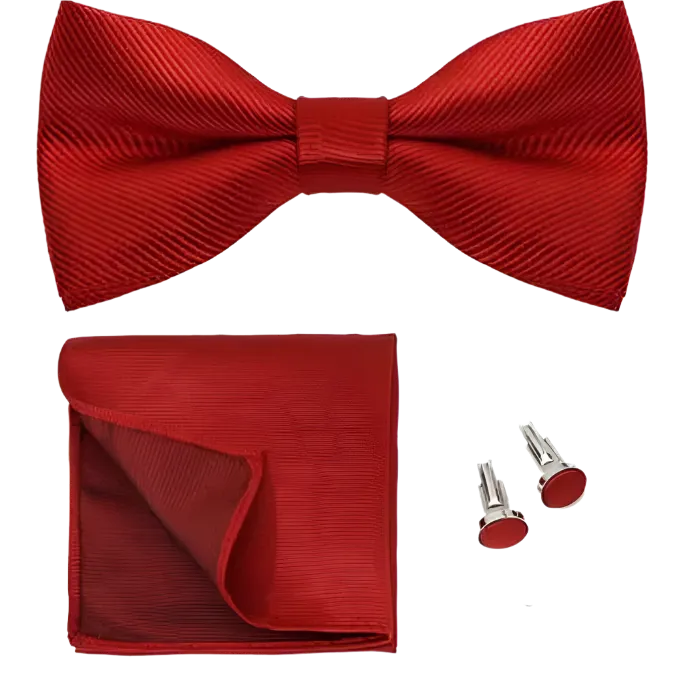 Red Bow Tie Cuff Link Set