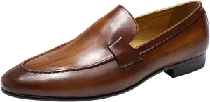 Santimon Men's Loafers Slip On Dress Casual Prom Shoes Mens Fashion Wedding Tuexdo Formal Business Suit Genuine Leather Penny Loafer Comfortable Walking Shoes