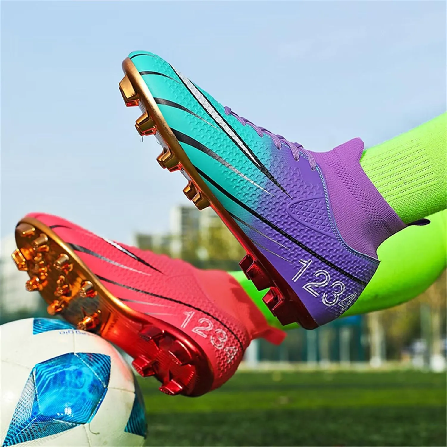 Soccer Cleats for Mens Womens Soccer Shoes High top Outdoor Footall Boots Ankle Professional Training Sneakers
