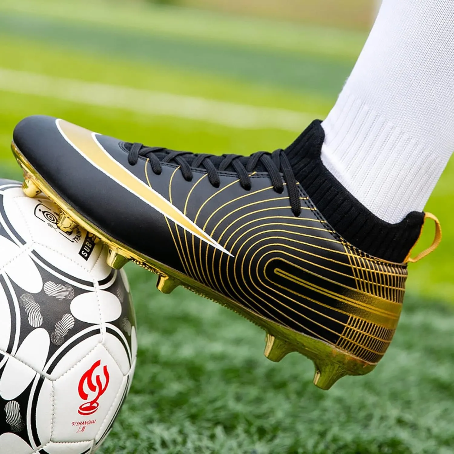 Soccer Cleats Mens AG High-Top Ankle Support,Football Cleats Youth Non-Slip Wear Resistant,Indoor Soccer Shoes Kids Soft Comfortable