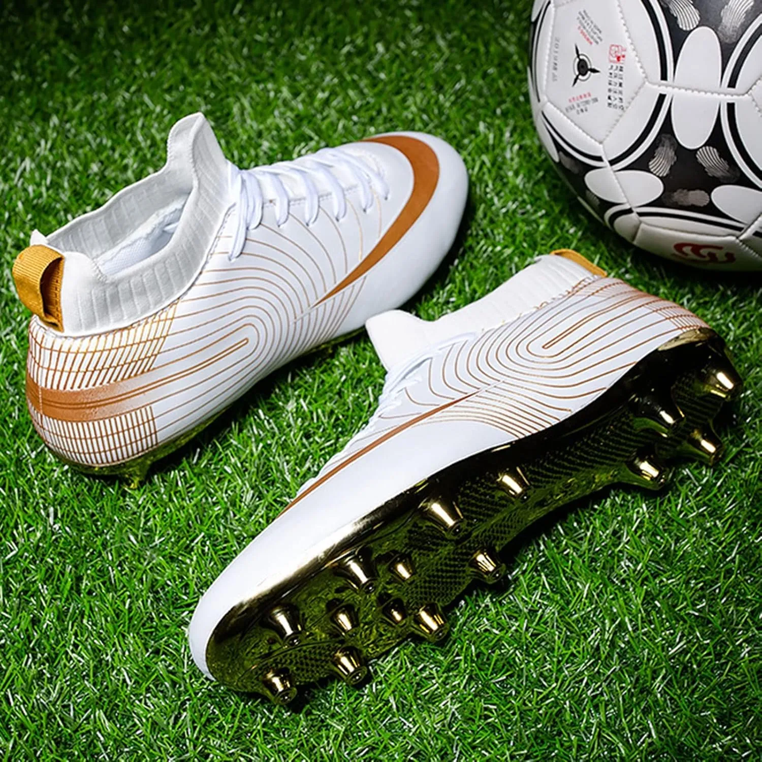 Soccer Cleats Mens AG High-Top Ankle Support,Football Cleats Youth Non-Slip Wear Resistant,Indoor Soccer Shoes Kids Soft Comfortable