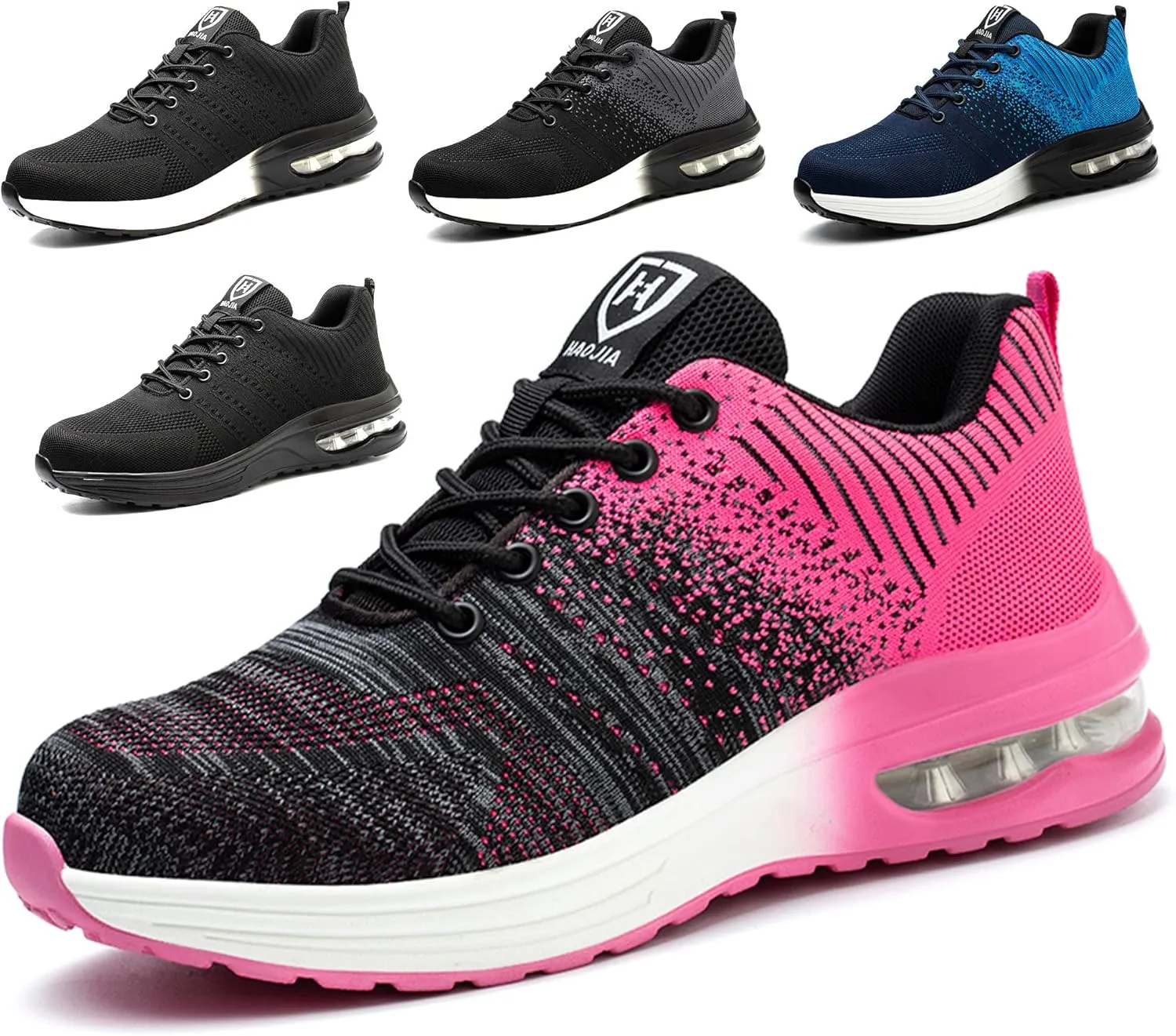 Steel Toe Shoes for Men Women Breathable Safety Work Sneakers Lightweight Comfortable Proof Slip Resistant Fashion Sneakers Air Cushion Construction Industrial Safety Shoes