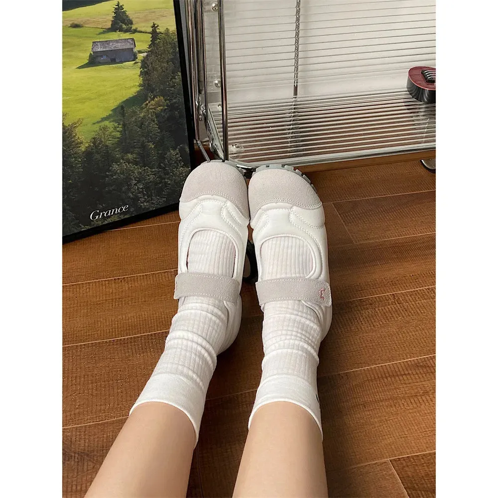TAVIMART  -  Mary Janes Women Sneakers Shallow Ballet Flats Casual Streetwear Sports Shoes Hook Loop Soft Loafers Women's Summer Footwear