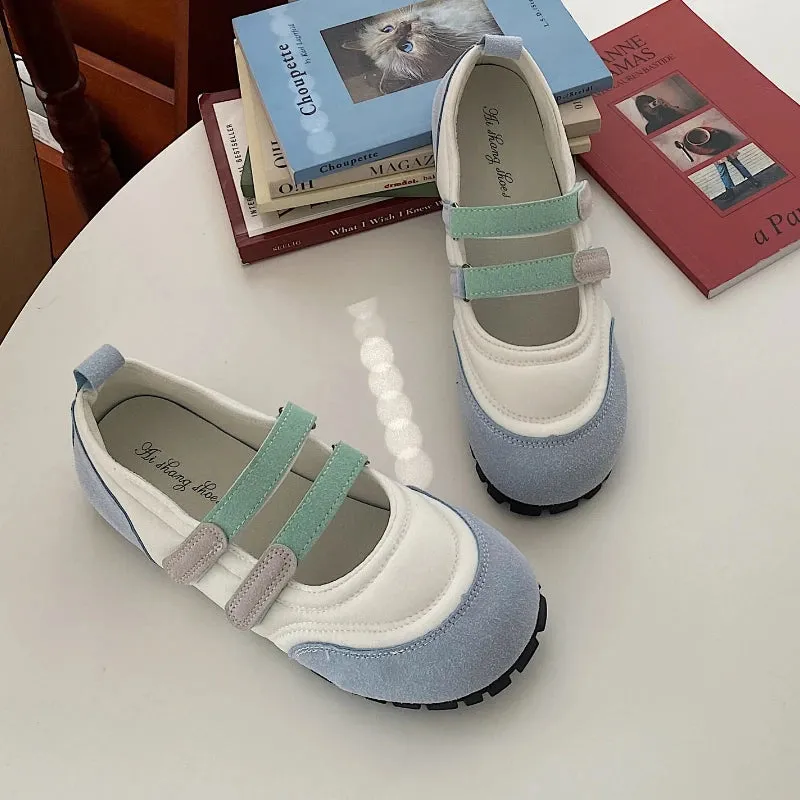 TAVIMART  -  Mary Janes Women Sneakers Shallow Ballet Flats Casual Streetwear Sports Shoes Hook Loop Soft Loafers Women's Summer Footwear