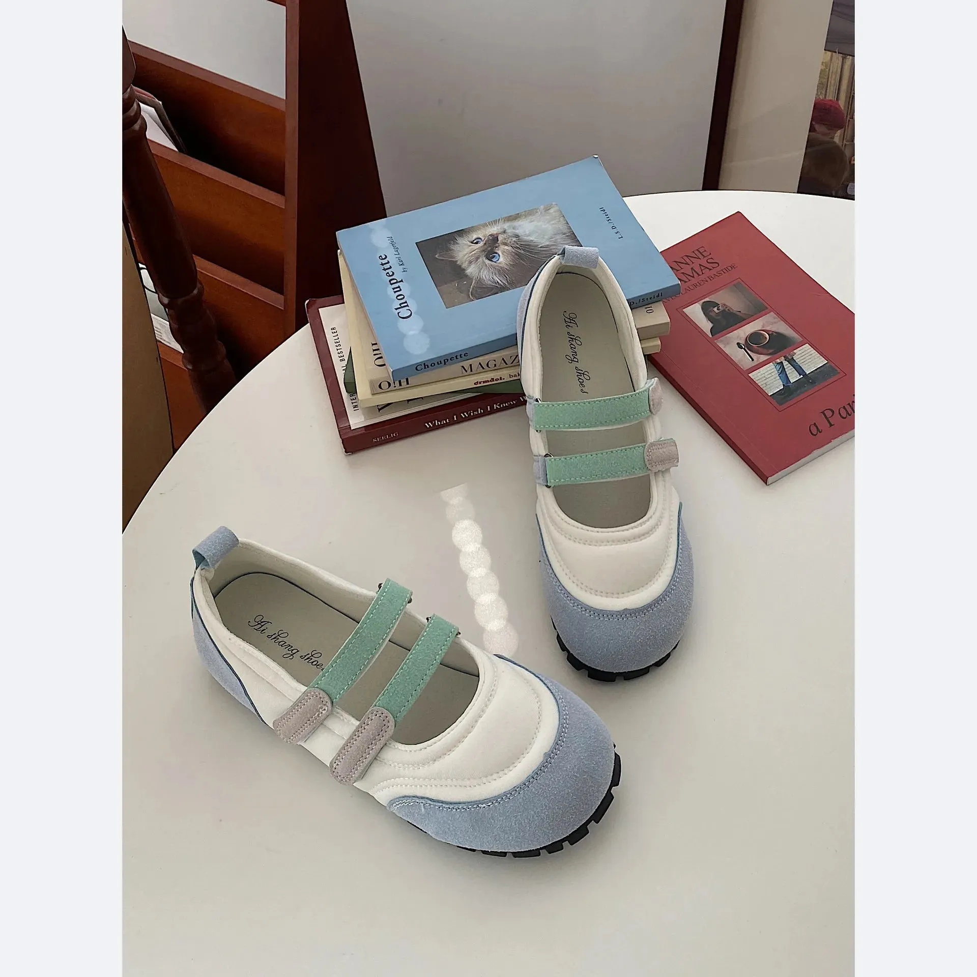 TAVIMART  -  Mary Janes Women Sneakers Shallow Ballet Flats Casual Streetwear Sports Shoes Hook Loop Soft Loafers Women's Summer Footwear