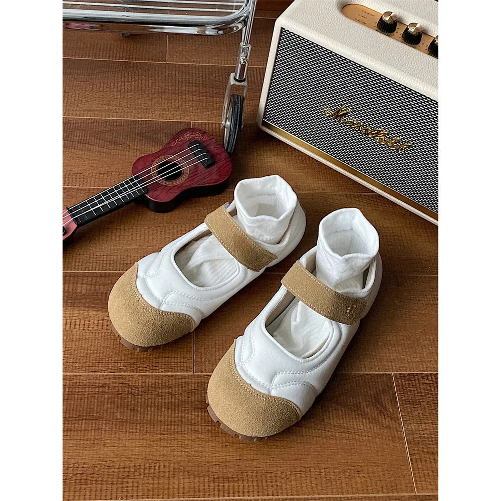 TAVIMART  -  Mary Janes Women Sneakers Shallow Ballet Flats Casual Streetwear Sports Shoes Hook Loop Soft Loafers Women's Summer Footwear
