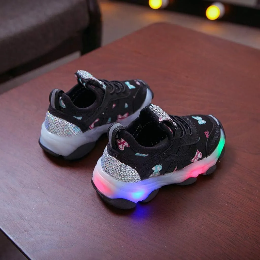 Toddler Girl Shoes Children Kid Run Sport Crystal Girls Luminous Baby Shoes Led Baby Shoes Gift