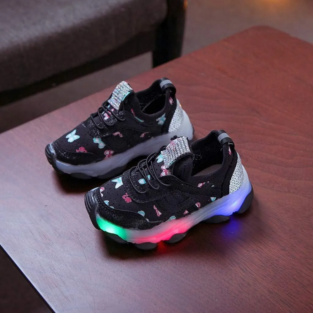 Toddler Girl Shoes Children Kid Run Sport Crystal Girls Luminous Baby Shoes Led Baby Shoes Gift