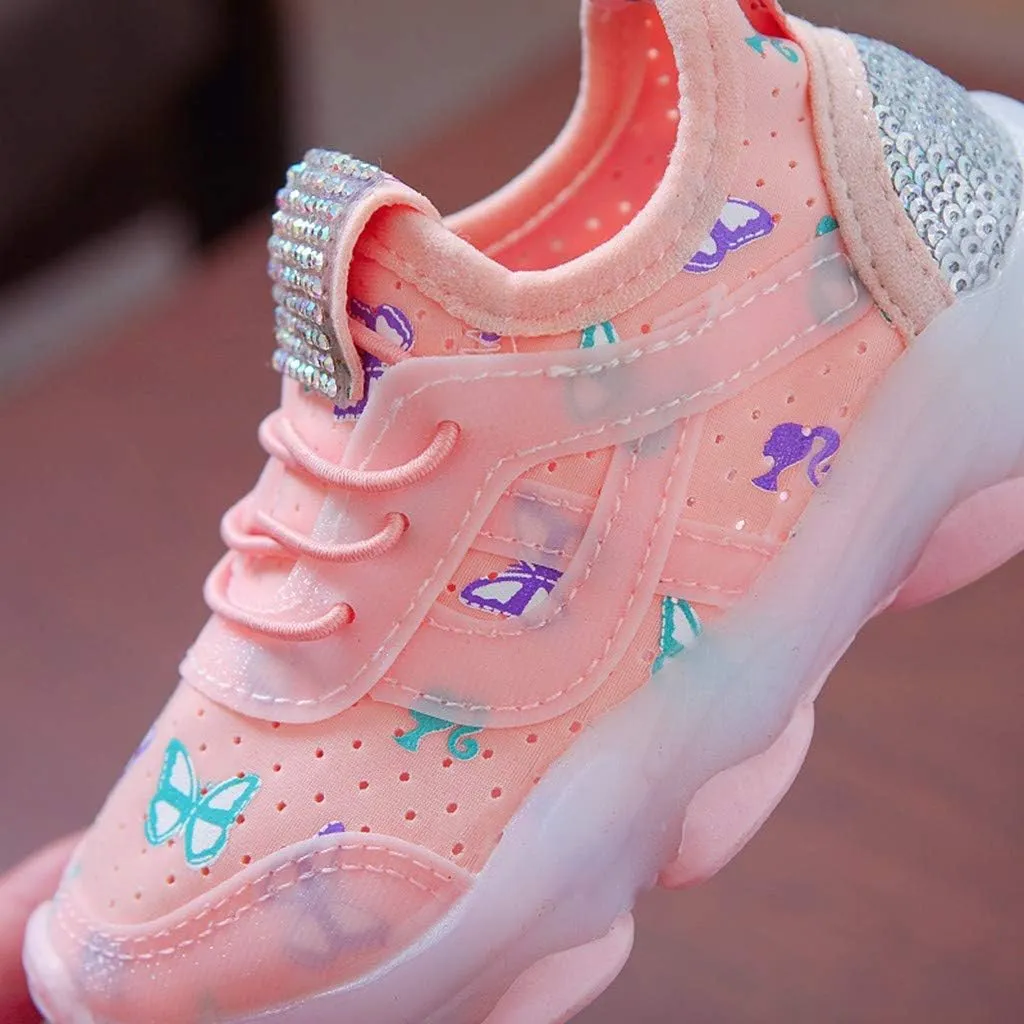 Toddler Girl Shoes Children Kid Run Sport Crystal Girls Luminous Baby Shoes Led Baby Shoes Gift