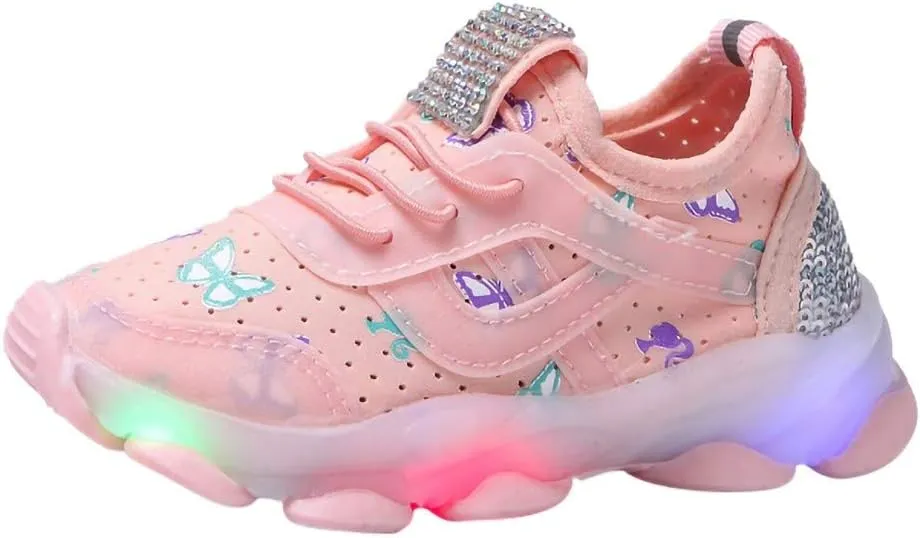 Toddler Girl Shoes Children Kid Run Sport Crystal Girls Luminous Baby Shoes Led Baby Shoes Gift