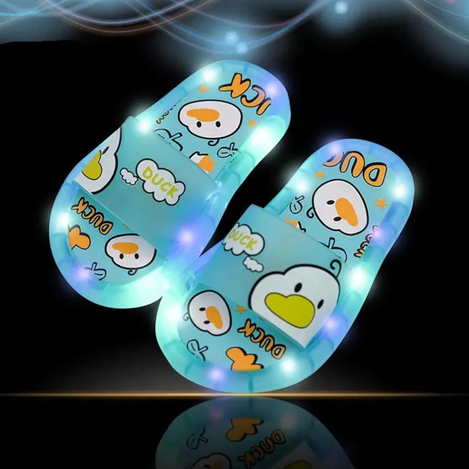 Toddler Kids Flashing Lights Slippers Cute Cartoon Animal Indoor Outdoor Home Sandals Toddler Luminous Slippers