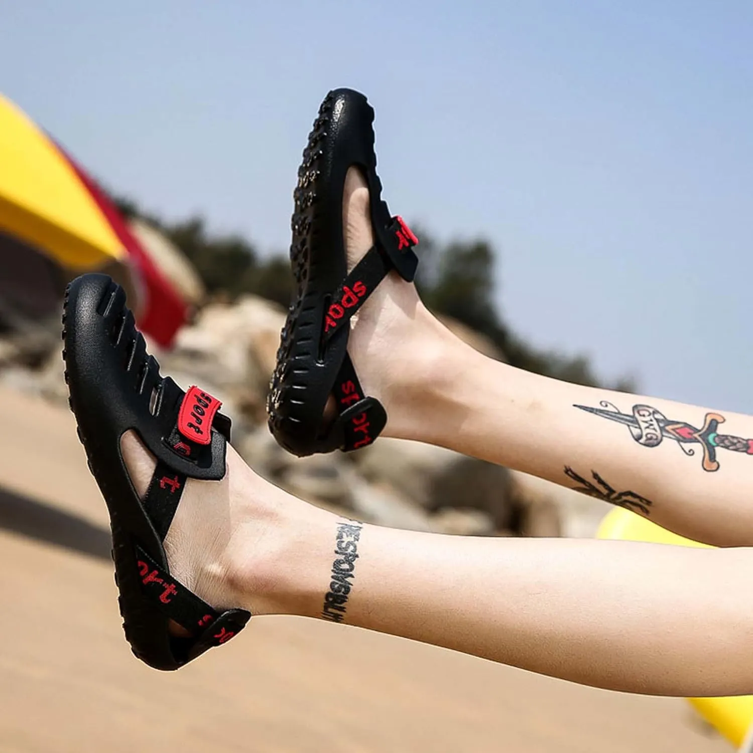 Water shoes men summer fast drying swimming beach water shoes water sports diving hiking sailing travel breathable comfortable asual fashionable anti slipwear-resistant